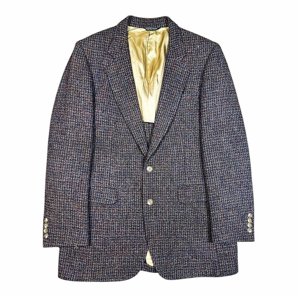 Heironimus Harris Tweed Check Weave Blazer Mens‎ 42R Wool Sport Coat Vintage